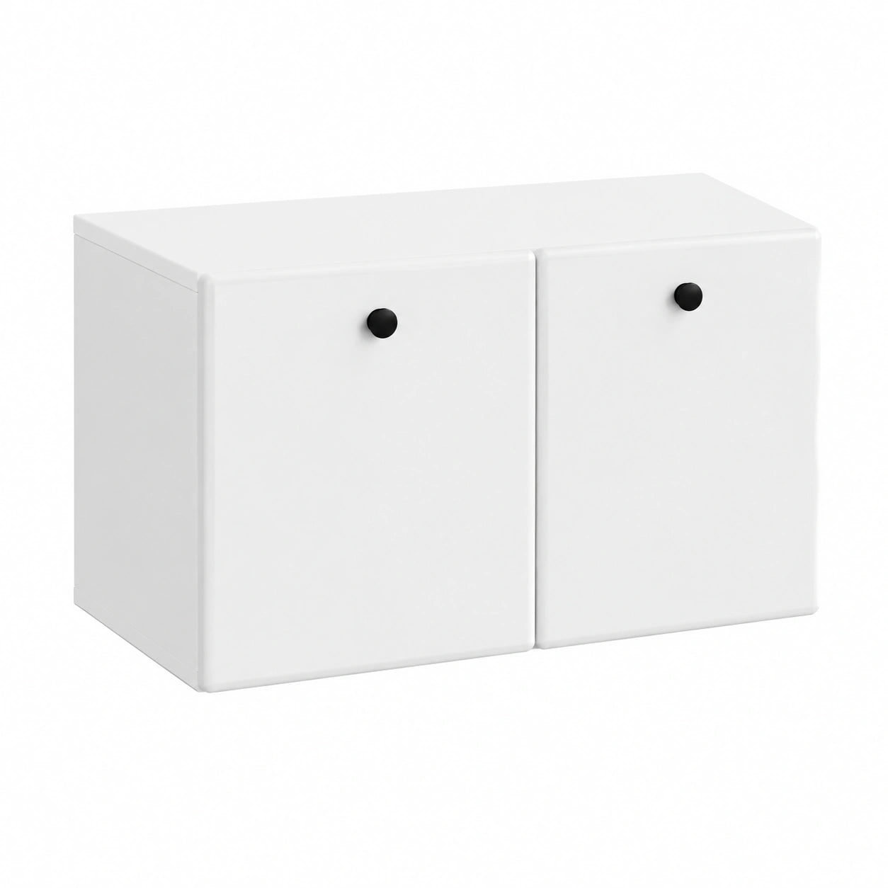 Mobile TV da parete in legno bianco, 59,5 × 31 × 30 cm, moderno mobile basso con molto spazio, versatile mobile multimediale per soggiorno, pratico