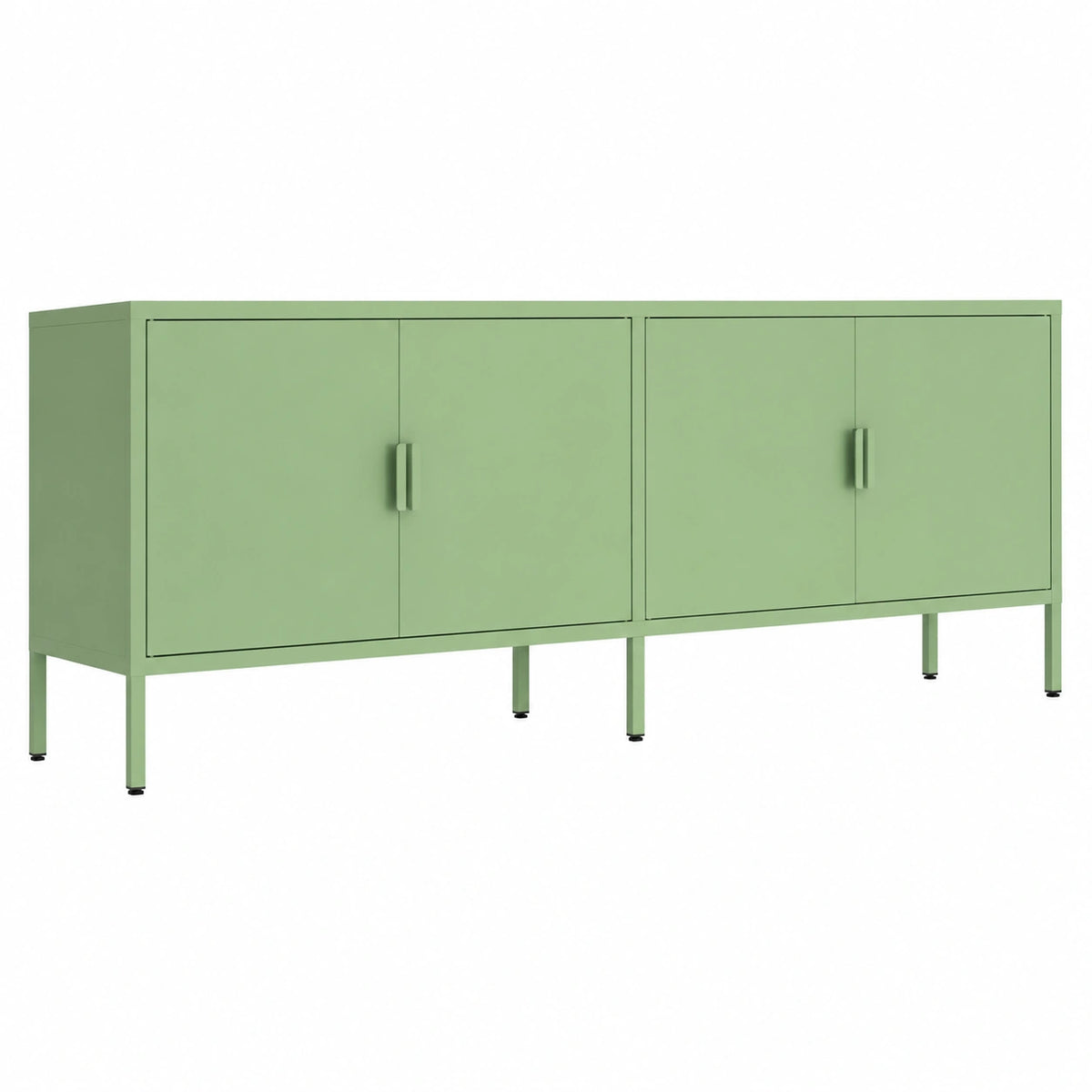 Mobile TV Metallo 4 Ante Con Ripiano Regolabile E Piedi Regolabili 162 × 40 × 57cm, Mobile Porta TV Moderno Per Soggiorno E Salotto Con Fori