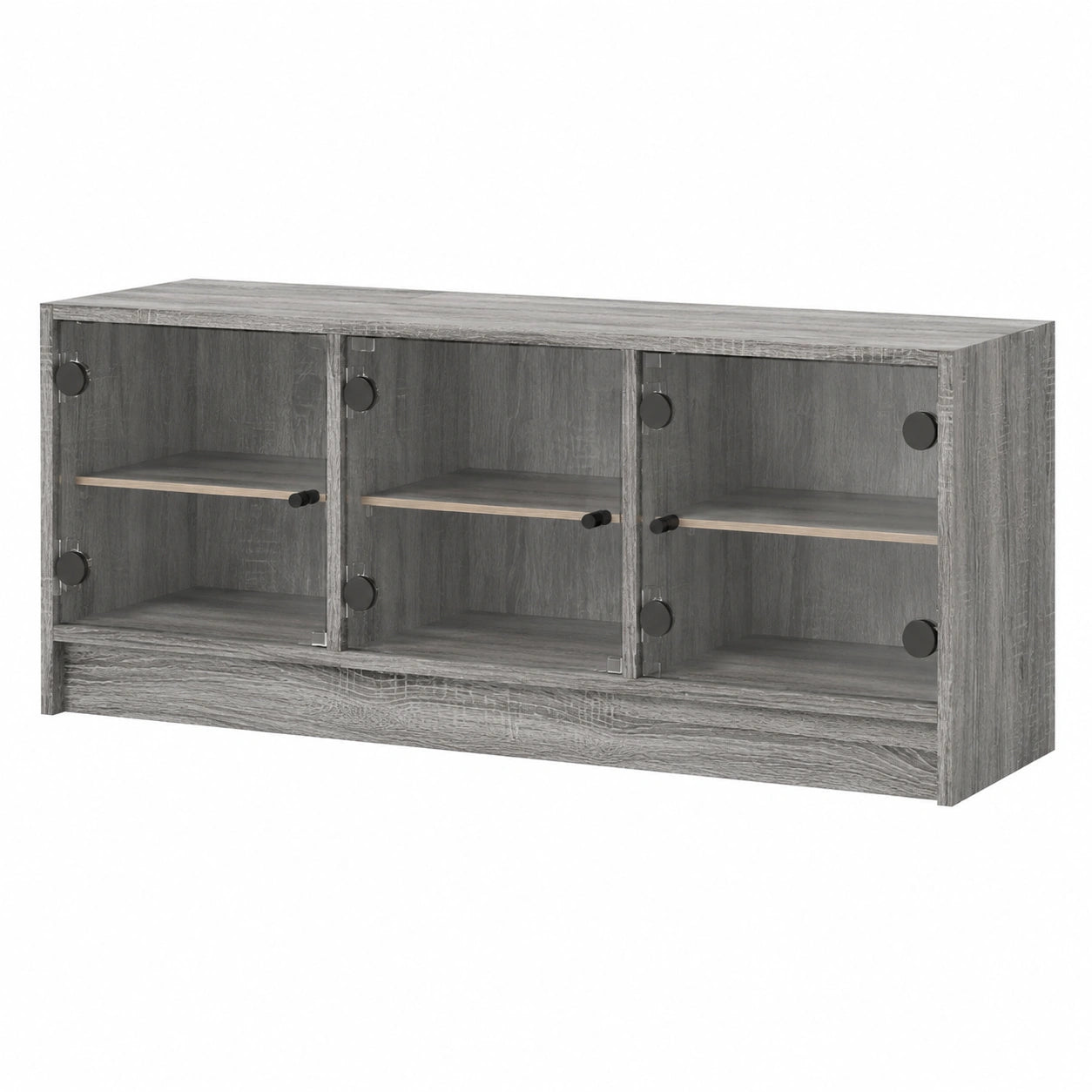 Mobile TV con ante in vetro, grigio sonoma, 102 × 37 × 42 cm, in legno, per soggiorno