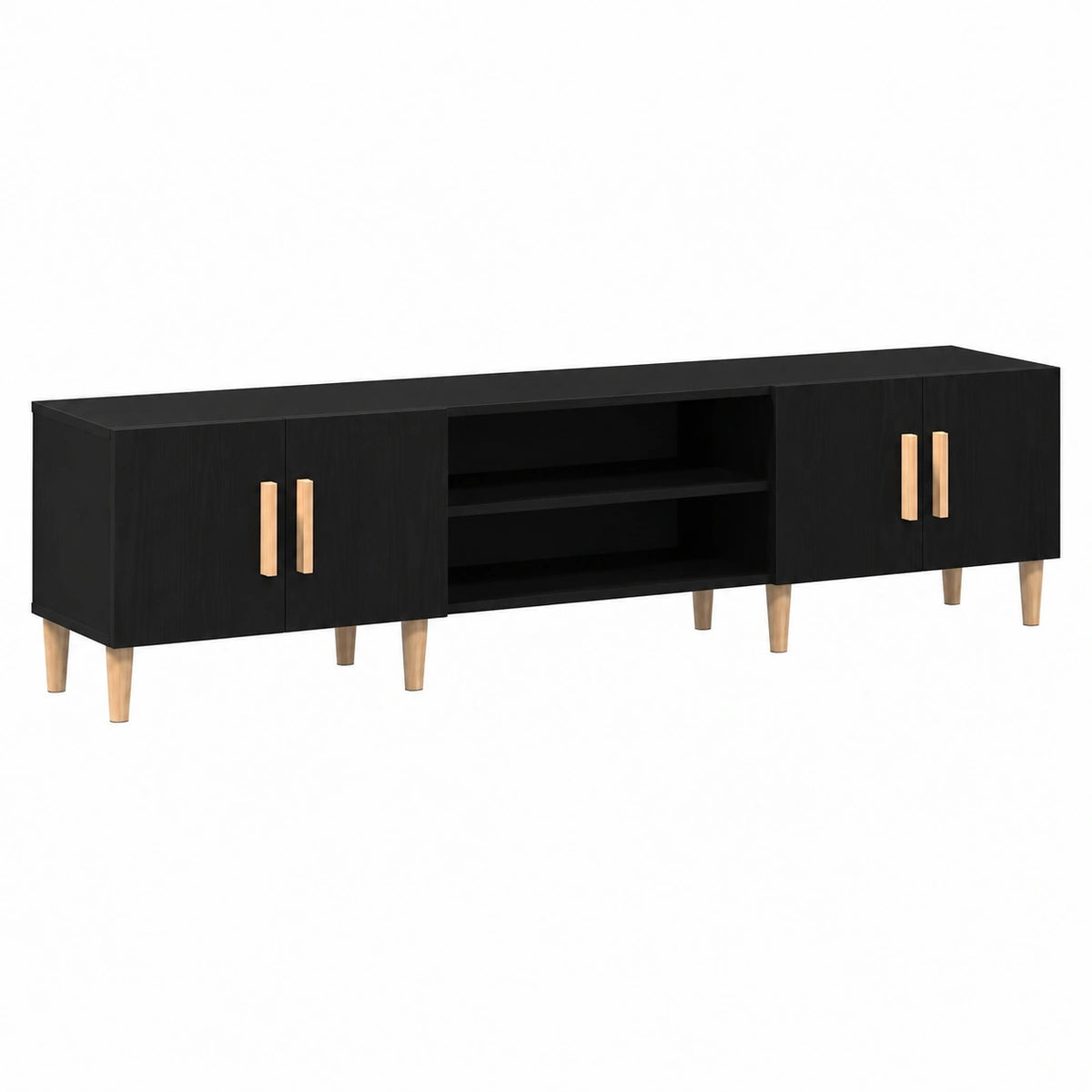 VidaXL TV-kast 180 × 31,5 × 40 cm Zwart Eiken Bewerkt hout, Ideaal om al je gadgets netjes op te bergen, Mooie matte zwarte kleur perfect past in een