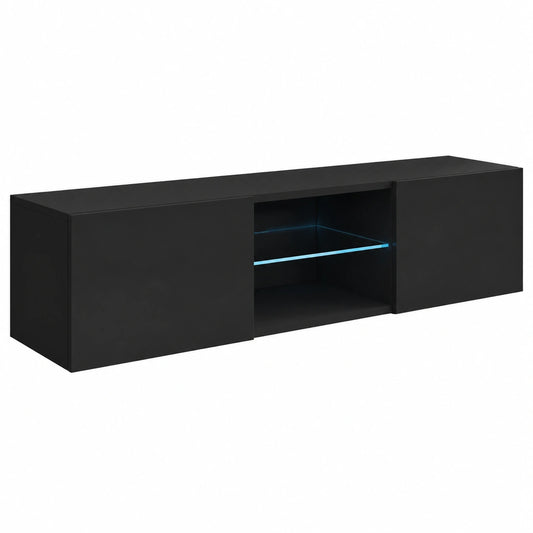Mobile TV Sospeso a Parete Tibi, LED, Nero, 160 × 38.5 × 30cm