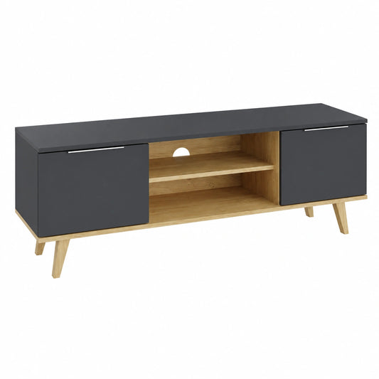 Mobile tv Nautica, Antracite, 138 × 49 cm, per il posizionamento di dispositivi TV e accessori multimediali