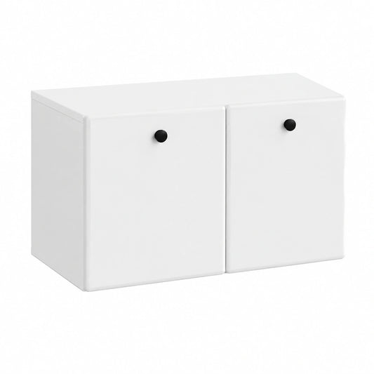 Mobile TV da parete in legno bianco, 59,5 × 31 × 30 cm, moderno mobile basso con molto spazio, versatile mobile multimediale per soggiorno, pratico