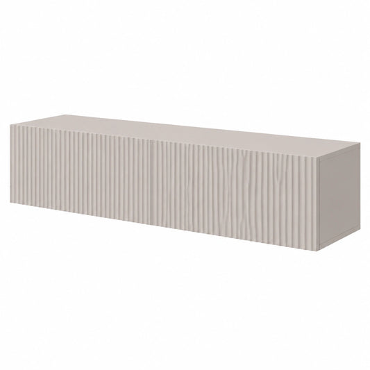 Mobile TV Mobile Porta TV 140 cm Sospeso Facciata Fresata Grigio Beige Veldio