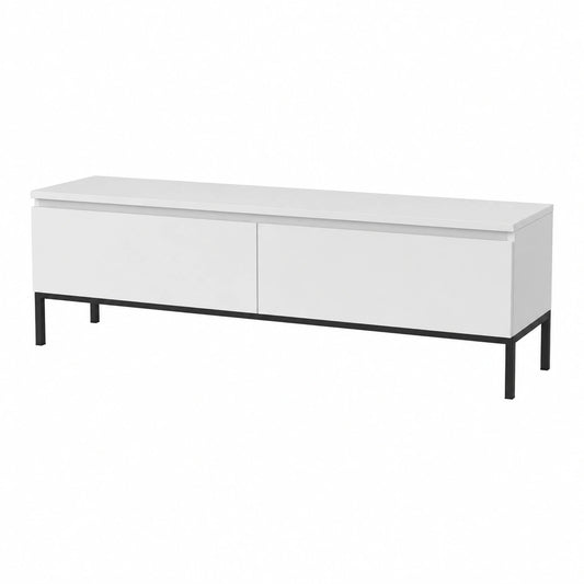 Mobile TV Basso, Bianco con Gambe Nere, 150 cm
