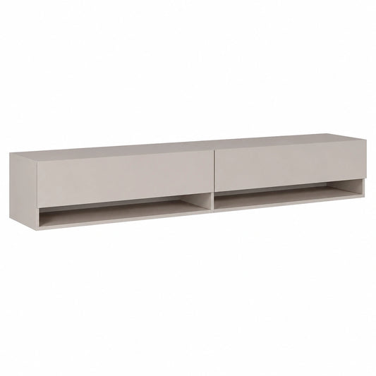 Mobile TV Sospeso Con 2 Ante 2 Cassetti Mobile Porta TV Per Soggiorno Camera Da Letto 200 cm Grigio Beige Mirrgo