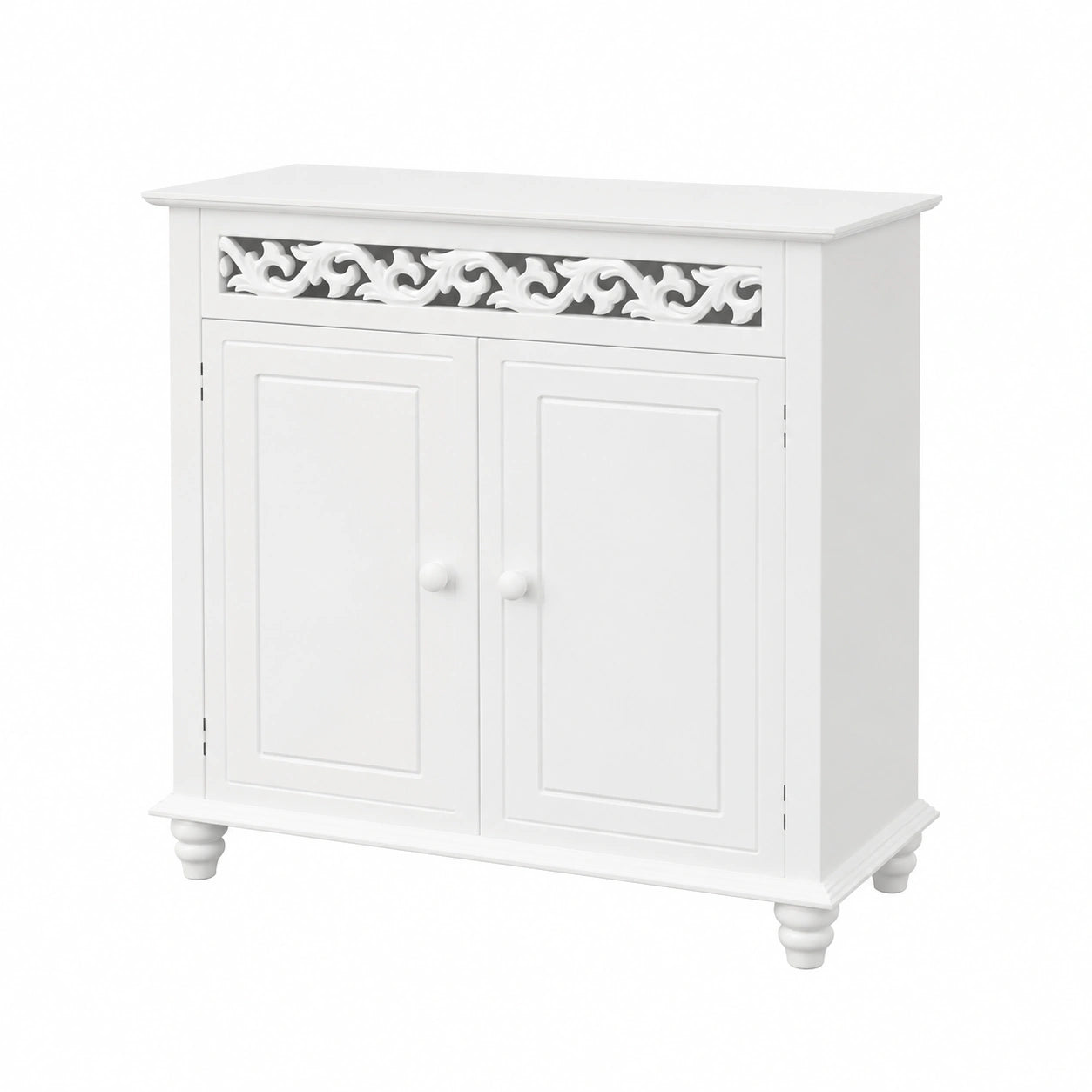 Casaria Mobiletto Bianco Stile Country 76 × 65 × 35cm 2 Scomparti Armadietto Multiuso con Ante Mobile Bagno Consolle Ingresso Credenza Cucina Madia