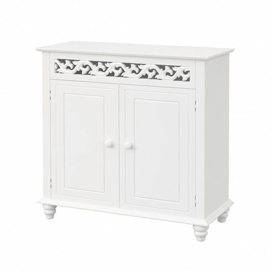 Casaria Mobiletto Bianco Stile Country 76 × 65 × 35cm 2 Scomparti Armadietto Multiuso con Ante Mobile Bagno Consolle Ingresso Credenza Cucina Madia