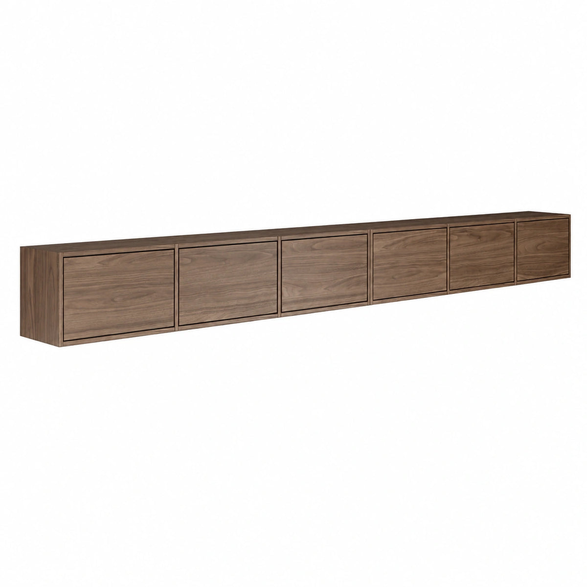 Mobile Porta TV Sospeso Noce Wisconsin Stile Minimalista e Funzionale 300 cm, 3 Moduli da 100 cm Sei Ante a Ribalta Pannelli di Truciolato Laminato