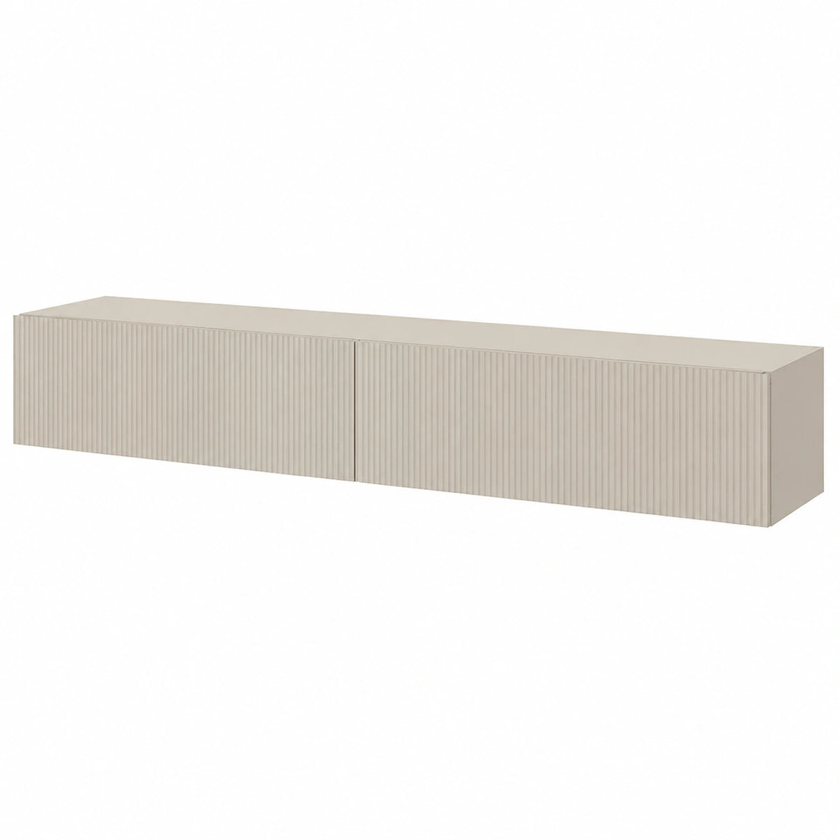Mobile TV Sospeso a Parete con Frontali Scanalati, Porta TV Moderno per Soggiorno, 2 Ante, 200 cm, Beige grigiastro