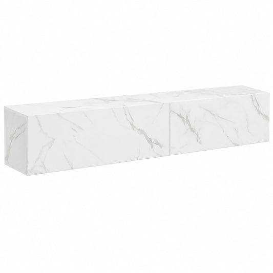 Mobile TV sospeso ELIO 180 cm con 2 ante in legno effetto marmo