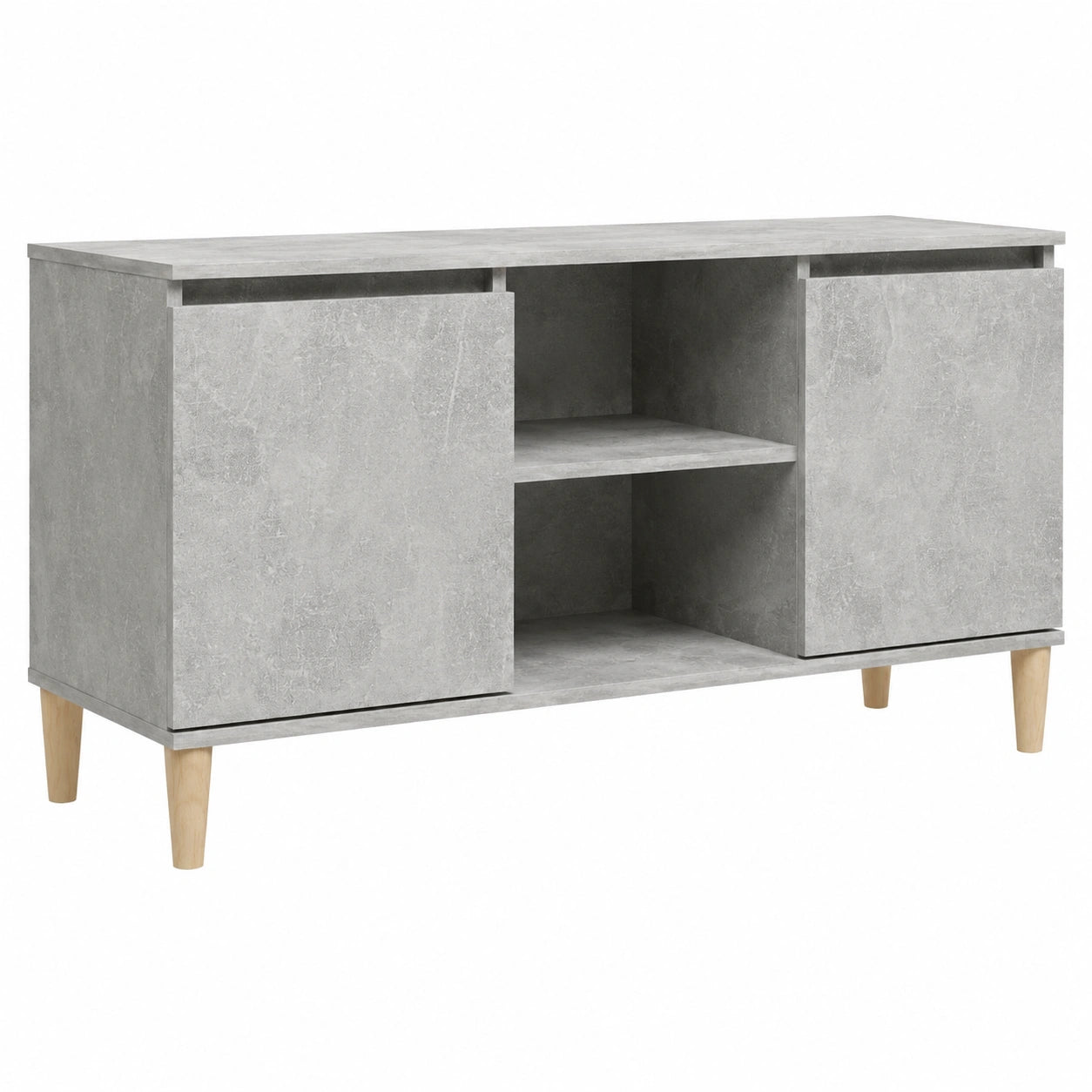 VidaXL Tv-meubel met massief houten poten 103,5 × 35 × 50 cm betongrijs