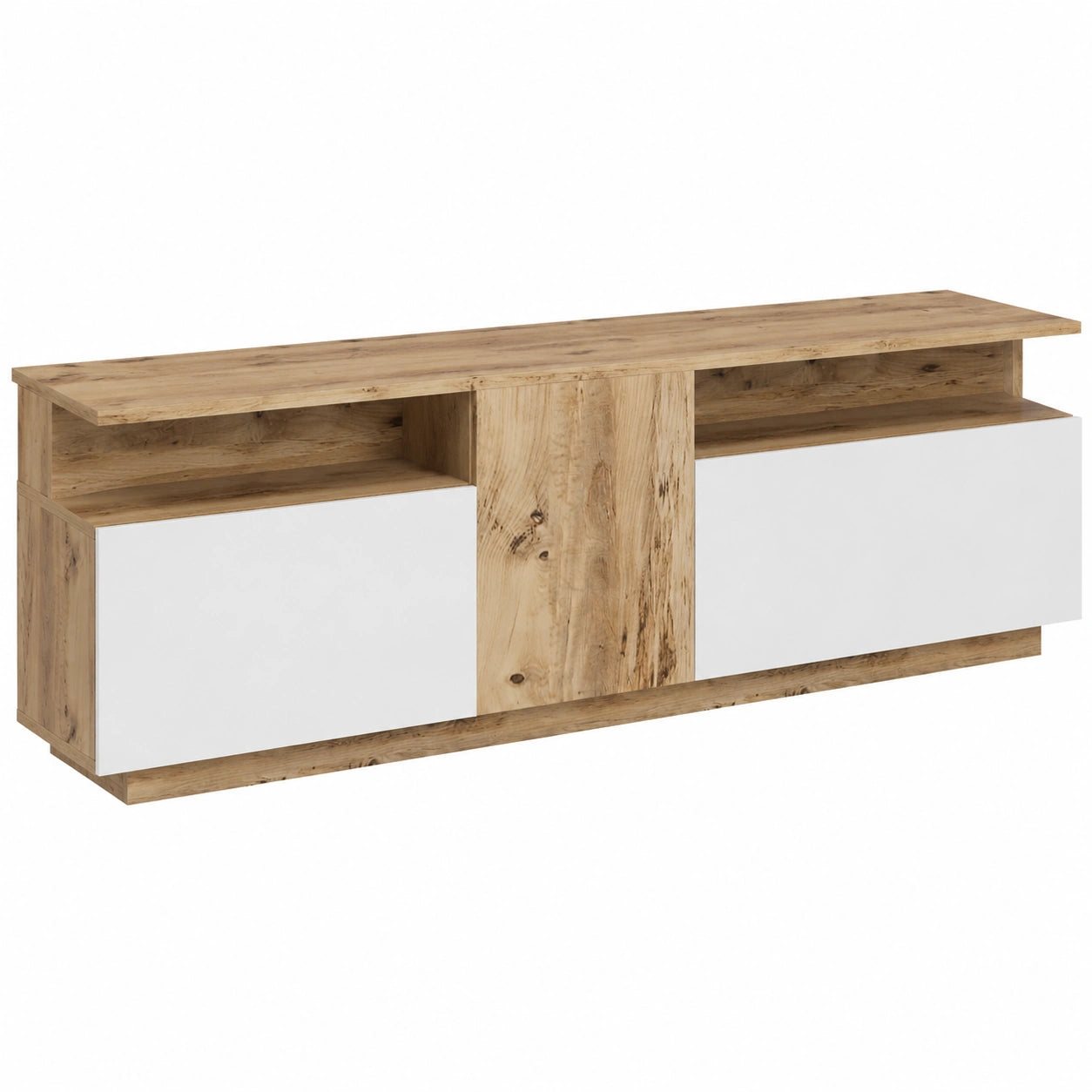 Mobile Porta Tv da Terra, Armadio Tv Moderno, Color Rovere Bianco, Truciolato, Con 3 Ante