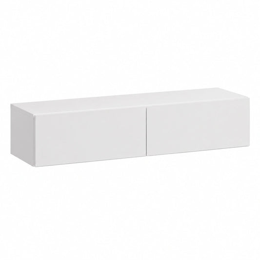 Mobile TV 160 × 40,2 × 30cm, Bianco Opaco, Mobile TV per Televisore, Armadietto per TV Basso Soft-close con Ante per Soggiorno, Camera da Letto