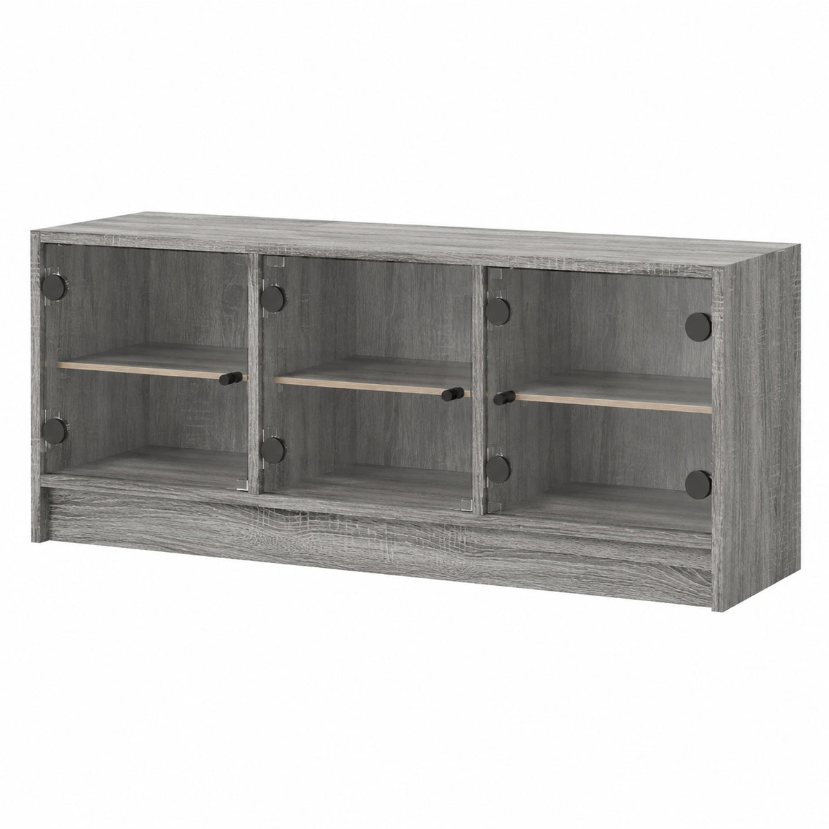 Mobile TV con ante in vetro, grigio sonoma, 102 × 37 × 42 cm, in legno, per soggiorno