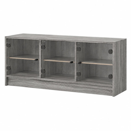 Mobile TV con ante in vetro, grigio sonoma, 102 × 37 × 42 cm, in legno, per soggiorno