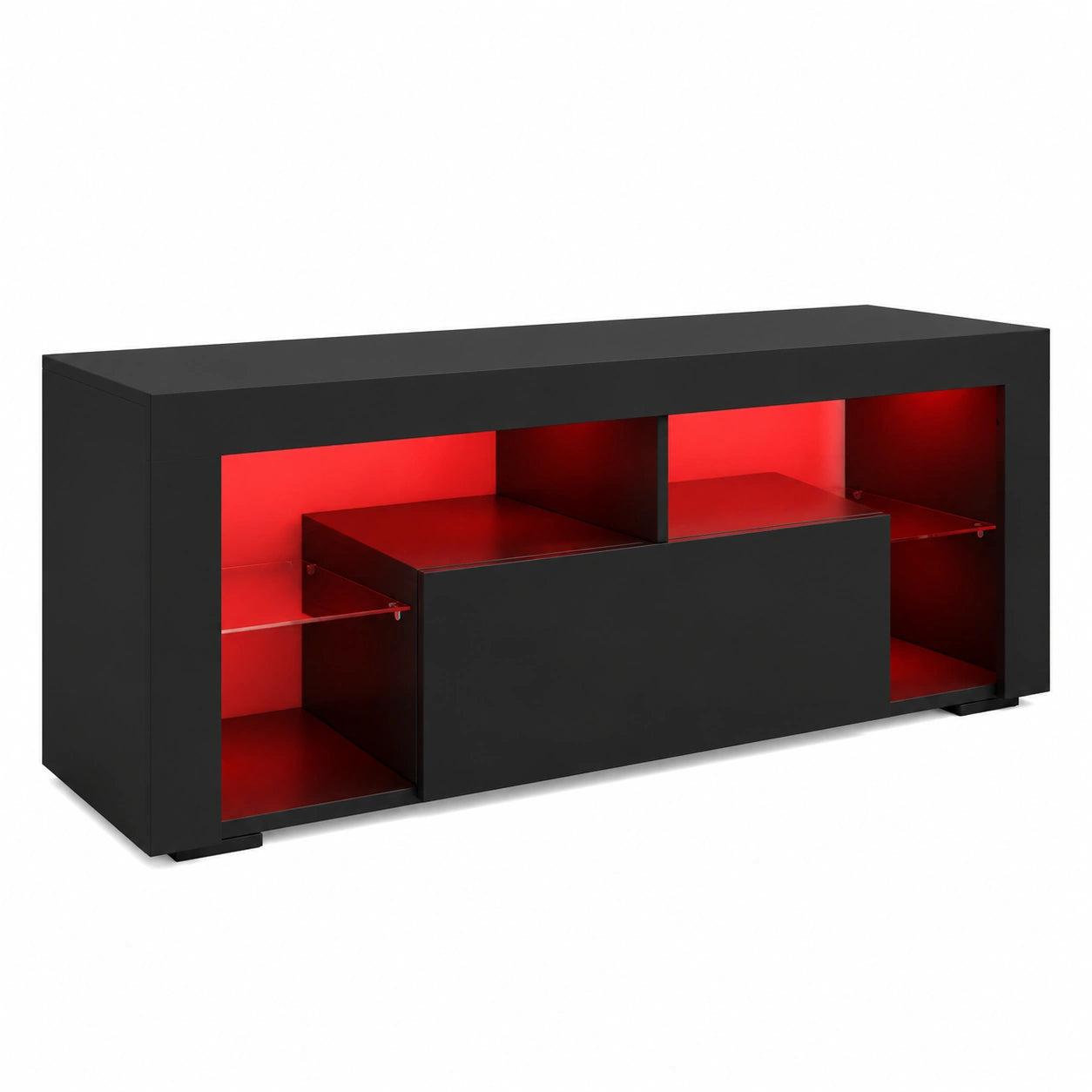 Mobile TV LED Nero, Panca TV 140 × 35 × 50,5 cm, Illuminazione LED RGB con colore regolabile, Capacità di carico 40 kg, Adatto per soggiorno o camera