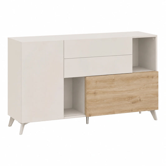 Madia con Ante e Cassetti in Italy, Credenza Contenitore Collezione Riviera per Soggiorno Cucina Ingresso Sala da Pranzo Mobile moderno (Bianco